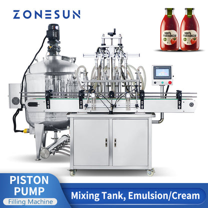 ZONESUN ZS-YT6T-6V Máquina automática de enchimento de líquido com bomba de pistão com tanque de mistura 