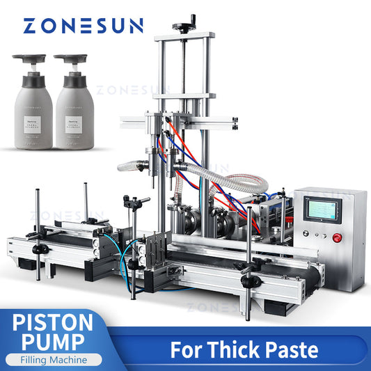 ZONESUN ZS-DTYT2 Máquina automática de enchimento de líquido viscoso com 2 bicos de pistão pneumático 