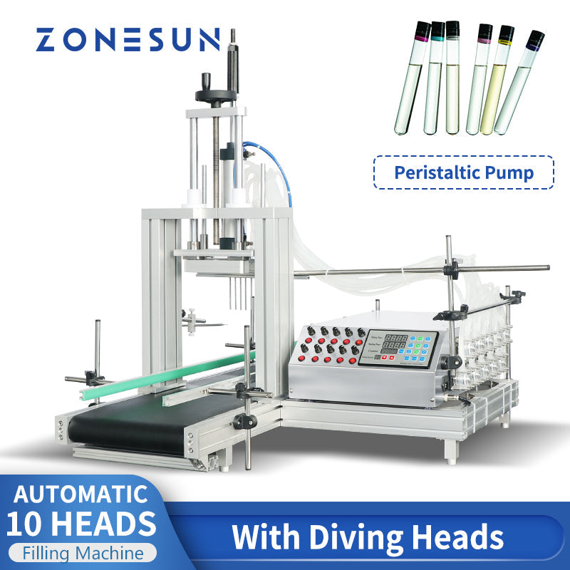 ZONESUN ZS-DTPP10D 10 Diving Nozzles Peristaltic Pump Liquid Filling Machine