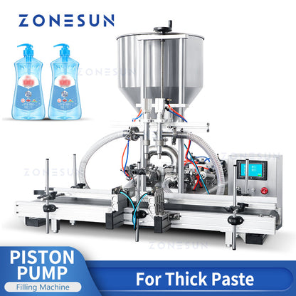 ZONESUN ZS-DTGT2 Máquina automática de enchimento de pasta com bomba de pistão pneumática de 2 bicos de elevação 