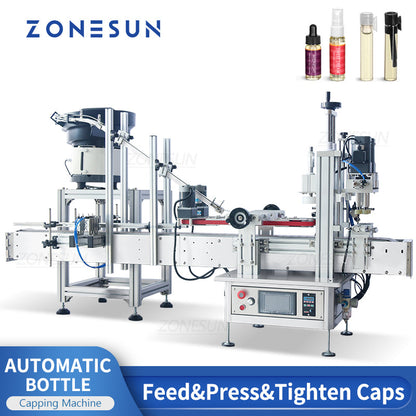 Máquina tapadora automática ZONESUN ZS-XG1870P con línea de producción de posicionador de tapas 