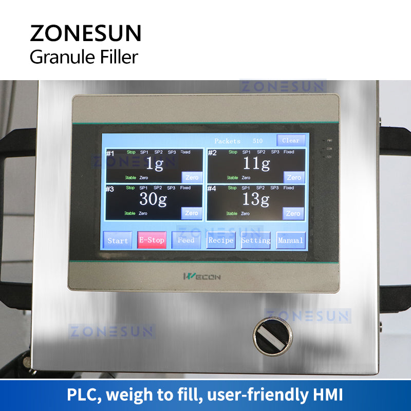 ZONESUN ZS-GW4 Máquina de enchimento de pesagem de grânulos automática de 4 cabeças 