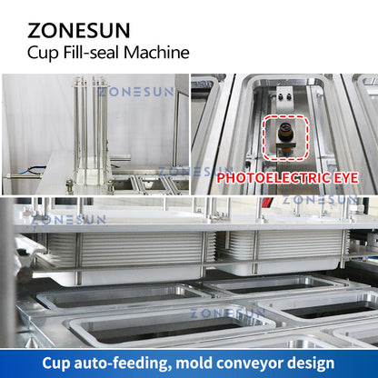 ZONESUN ZS-AFS01 Automático 2 boquillas Bomba de pistón Líquido Calefacción Llenado Taza Máquina de sellado 