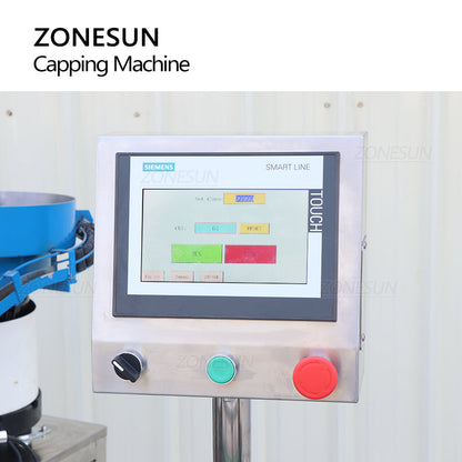 ZONESUN ZS-AFC8 Máquina tapadora de botellas redonda con cabezal rociador giratorio con alimentador de tapas 