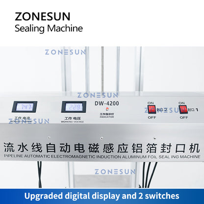 Máquina automática de sellado por inducción de tapas de papel de aluminio ZONESUN ZS-FK4200V 