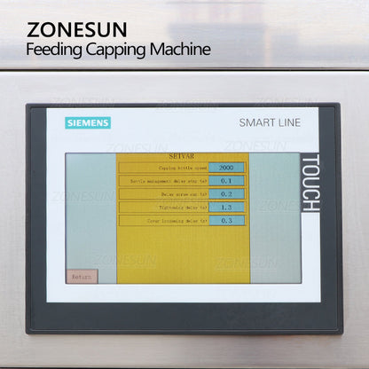 ZONESUN ZS-XG440DV Máquina automática de tampar com alimentador de tampa e tampa contra poeira 