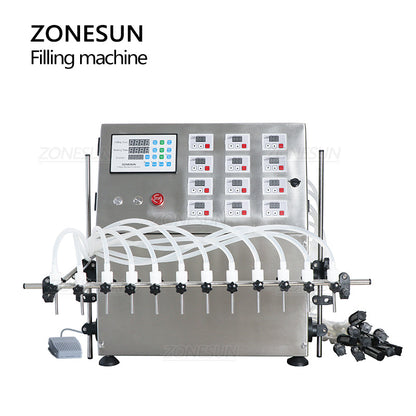 ZONESUN ZS-DPYT12P Máquina semiautomática de llenado de líquidos con bomba de diafragma de 12 boquillas