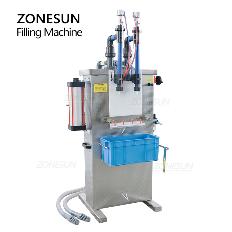 ZONESUN Totalmente Pneumática Semiautomática 2 Bicos Máquina de Envase de Líquidos Corrosivos 