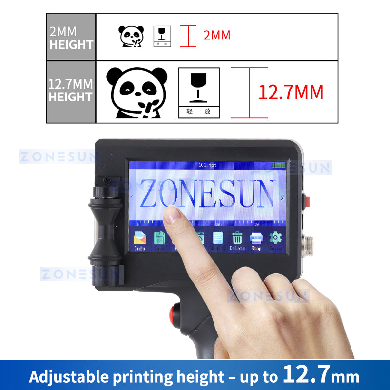 Máquina de codificación de impresora de inyección de tinta portátil ZONESUN ZS-HIP127