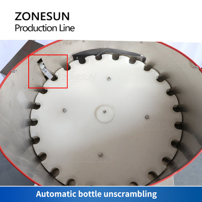 ZONESUN ZS-FAL180Z2 2 Nozzles Magnetic Pump Liquid Filling Capping Round Bottle Labeling Machine With Bottle Unscrambler