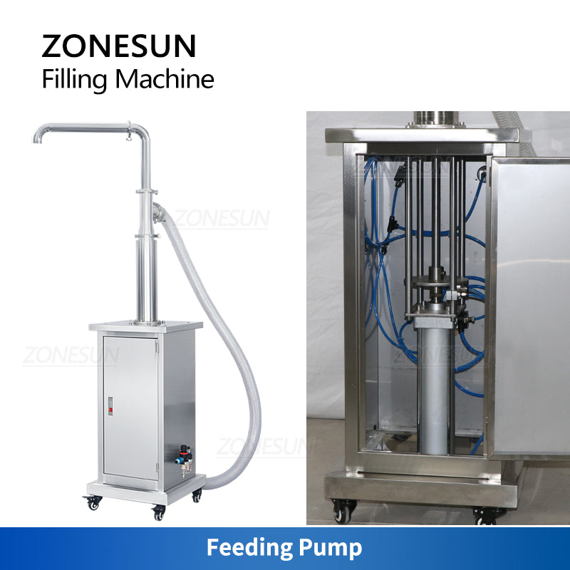 ZONESUN ZS-DTPT2 Máquina automática de enchimento de pasta de bomba de pistão pneumática com tanque de mistura e bomba de alimentação 