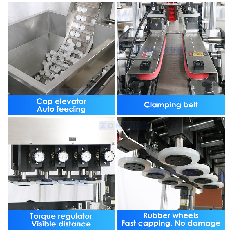 ZONESUN ZS-FAL180Z4 5L Oil Filling Capping Round Flat Bottle Double Labeling Production Line