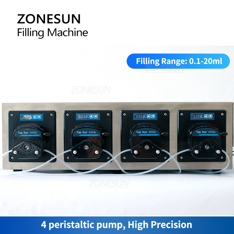 ZONESUN ZS-XYZ4A Bomba peristáltica de 4 boquillas Máquina de llenado de líquidos de pequeño volumen 