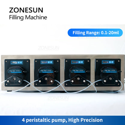 ZONESUN ZS-XYZ4A 4 bicos bomba peristáltica máquina de enchimento de líquido de pequeno volume 