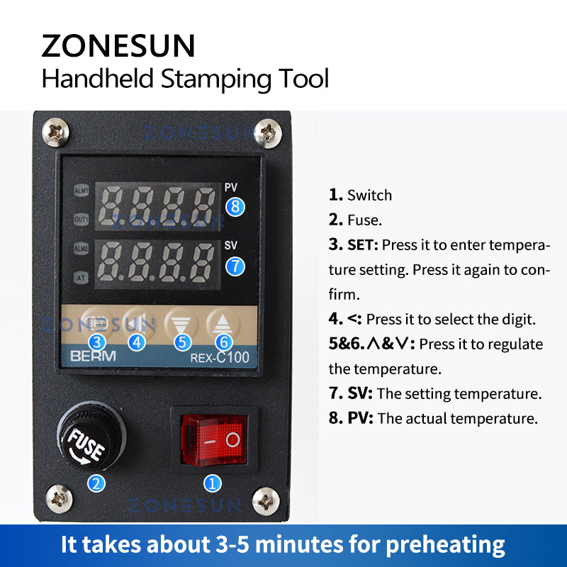 Máquina portátil de estampagem a quente ZONESUN ZS-HST1 