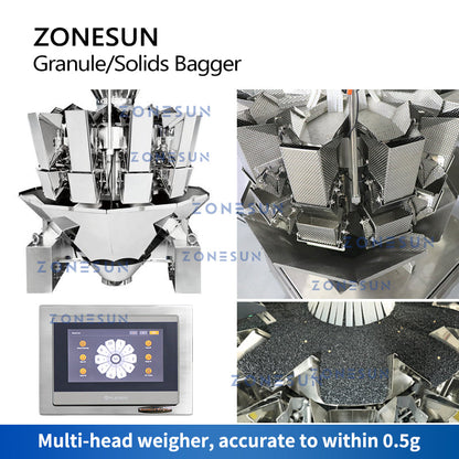 ZONESUN ZS-GW10 Máquina automática de sellado, llenado y pesaje de alimentación de gránulos con detector de metales 