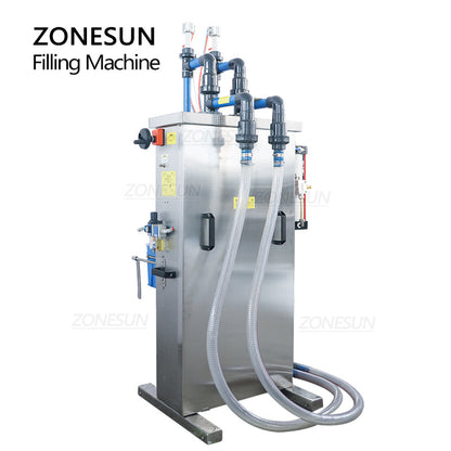 ZONESUN Fully Pneumatic Semi-automatic 2 Nozzles Corrosive Liquid Filling Machine