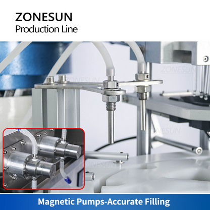 ZONESUN ZS-FAL180Z2 2 bicos de bomba magnética de enchimento de líquido tampando máquina de rotulagem de garrafa redonda com desembaralhador de garrafa 