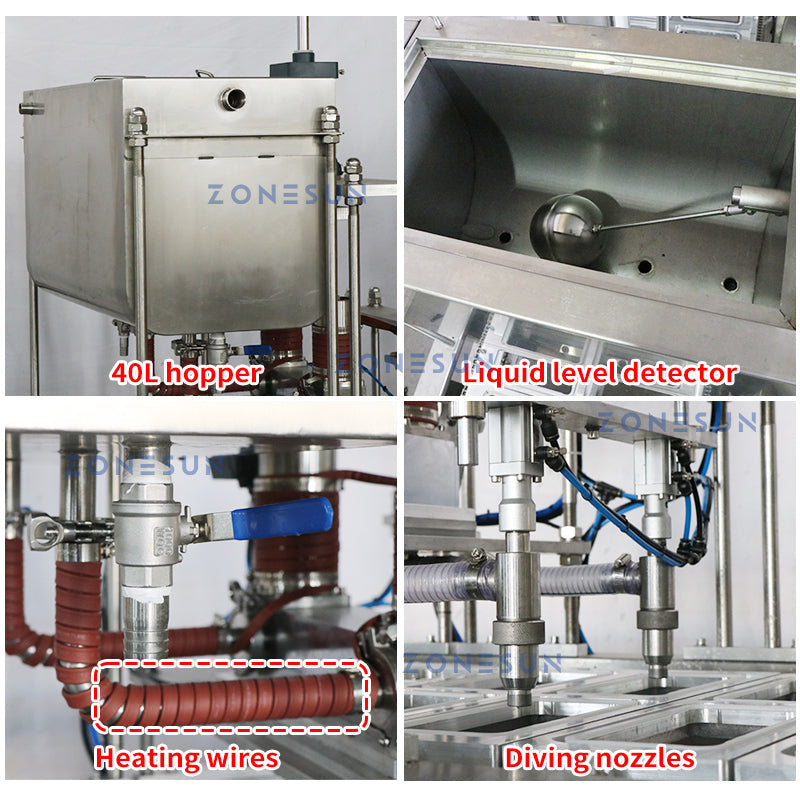 ZONESUN ZS-AFS01 Automatic 2 Nozzles Piston Pump Liquid Heating Filling Cup Sealing Machine