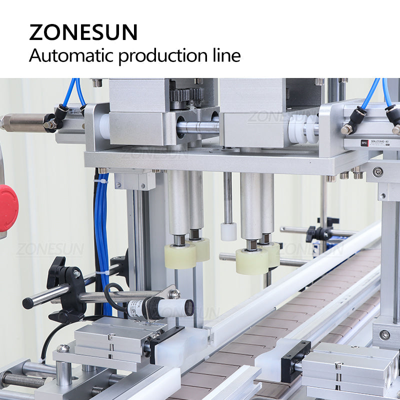 Máquina de rotulagem de garrafas redondas com rosca de enchimento de pasta totalmente automática ZONESUN com linha de produção Unscrabler 