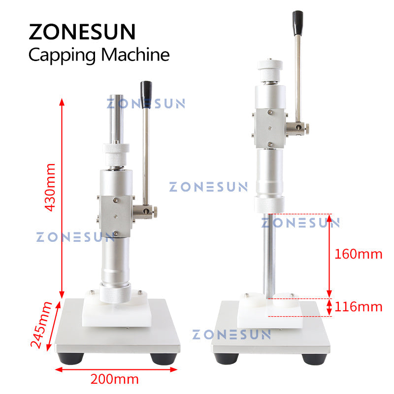 ZONESUN ZS-TYG2 Máquina manual de tampar frascos de perfume de uso duplo