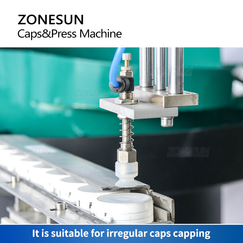 ZONESUN ZS-XG1870G Máquina automática para prensar tampas com alimentador de tampas 