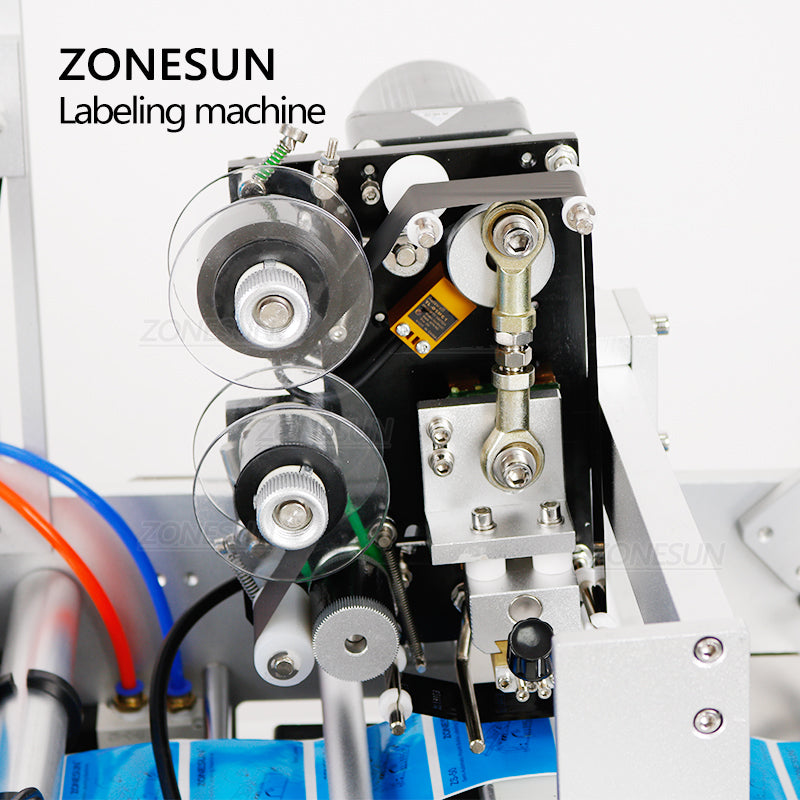 ZONESUN ZS-TB190 Máquina etiquetadora semiautomática de garrafa redonda de lado duplo com codificador de data