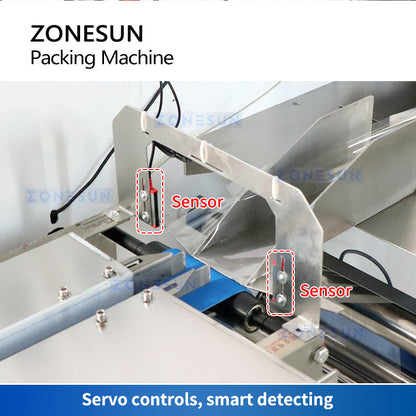 ZONESUN ZS-ZB350X Máquina de embalagem de fluxo horizontal