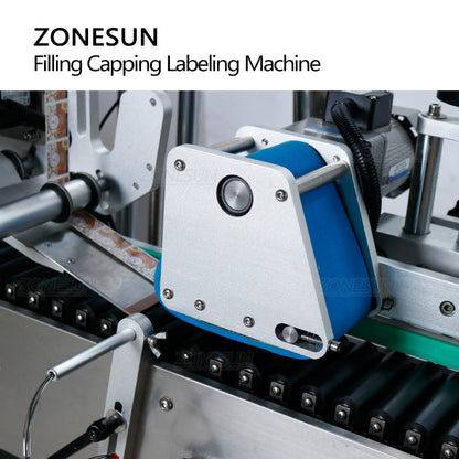 ZONESUN ZS-FAL180Z3 Bomba peristáltica completamente automática Máquina de etiquetado, llenado y tapado de líquidos con 2 descifradores 