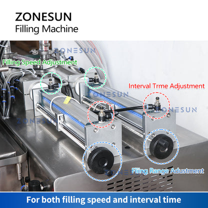 ZONESUN ZS-DTYT2 Pistón neumático automático 2 Boquillas Máquina de llenado de líquidos viscosos 