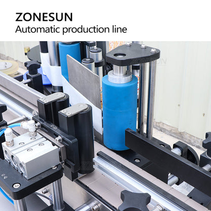 Máquina de etiquetado de botellas redondas con tapa de tornillo de llenado de pasta completamente automática ZONESUN con línea de producción Unscrabler 