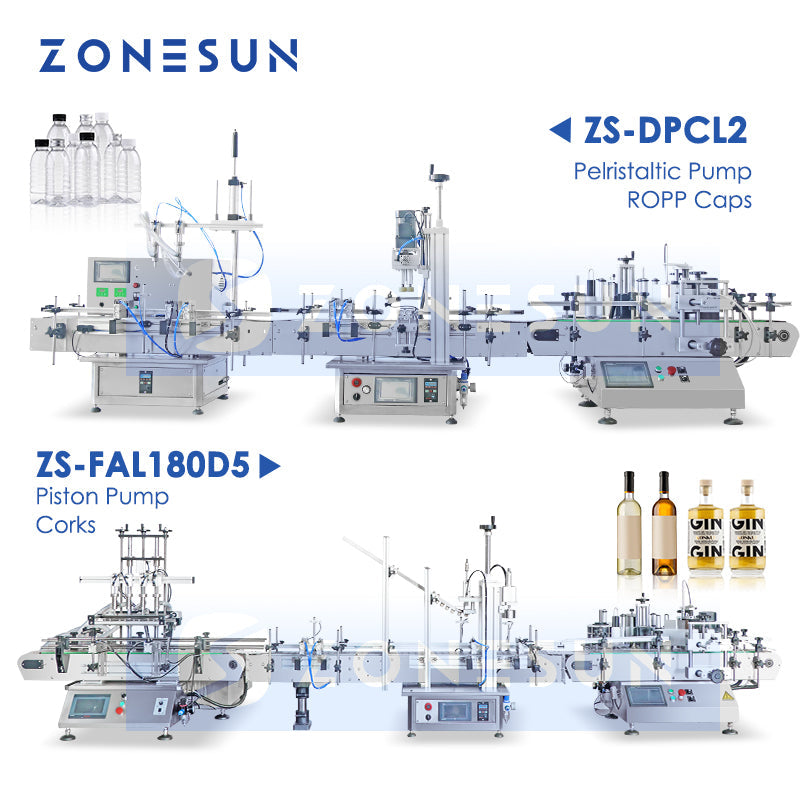ZONESUN ZS-DPCL2/ZS-FAL180D5 Custom Liquid Filling Capping Round Bottle Labeling Production Line