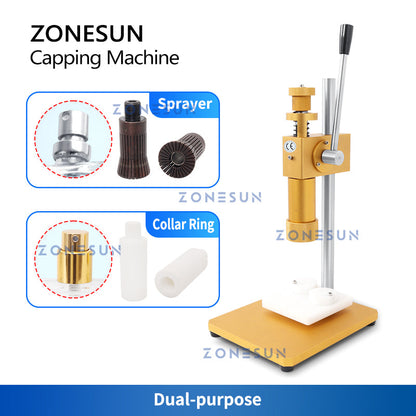 ZONESUN ZS-TYG2 Máquina manual de tampar frascos de perfume de uso duplo