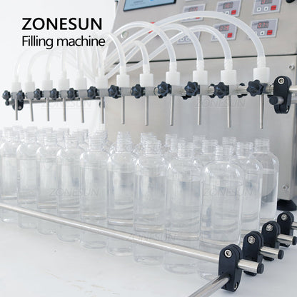 ZONESUN ZS-DPYT12P Máquina semiautomática de llenado de líquidos con bomba de diafragma de 12 boquillas