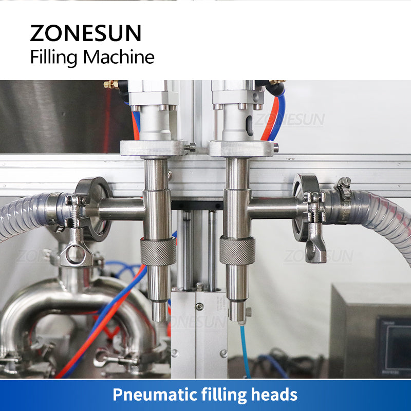 ZONESUN ZS-DTPT2 Máquina automática de enchimento de pasta de bomba de pistão pneumática com tanque de mistura e bomba de alimentação 