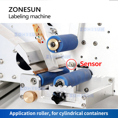 ZONESUN ZS-TB130 Máquina de rotulagem de garrafa redonda de lado duplo simples 