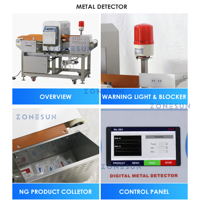 ZONESUN ZS-GW10 Alimentação automática de grânulos, pesagem, enchimento, selagem, máquina com detector de metais 