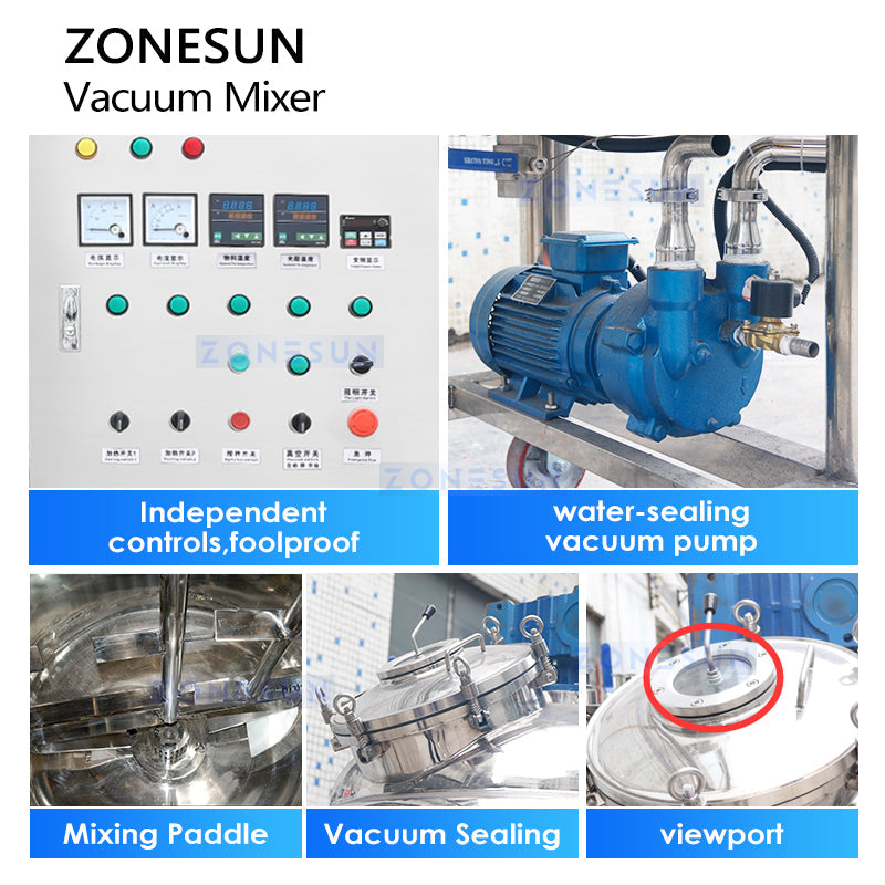 Máquina mezcladora de calentamiento al vacío ZONESUN ZS-VM500 