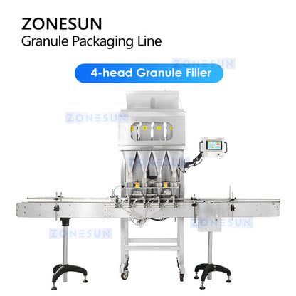 ZONESUN ZS-FAL180X10 Línea de producción automática de etiquetado, llenado, etiquetado, pesaje de gránulos 