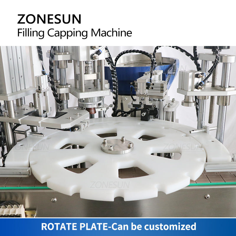 ZONESUN ZS-AFC9 Bomba magnética automática para enchimento de líquidos Máquina de tampar frascos de perfume com alimentador de tampas 