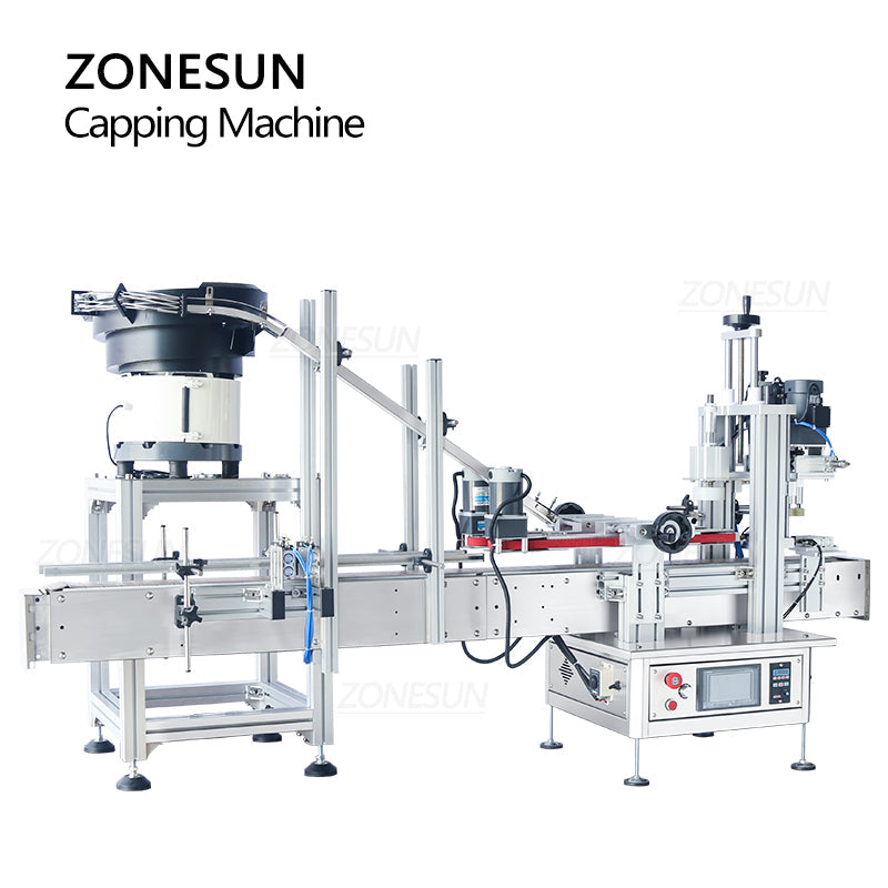 ZONESUN ZS-XG1870P Máquina automática de tampar com linha de produção de desembaralhador de tampa 