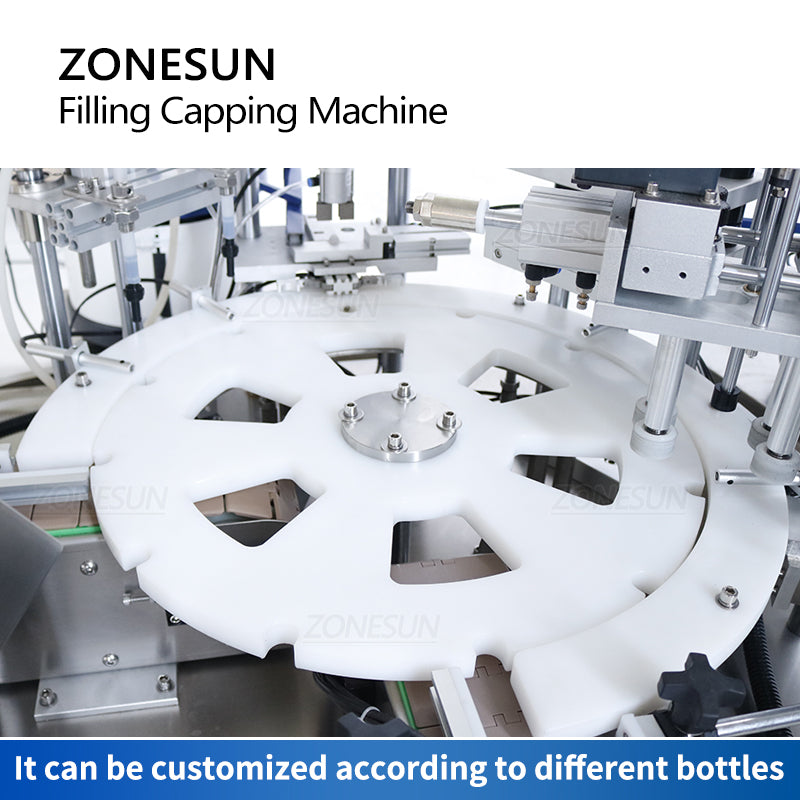 ZONESUN ZS-AFC11 Automatic Roll-on Bottles Magnetic Pump Liquid Filling Capping Machine With Cap Feeder