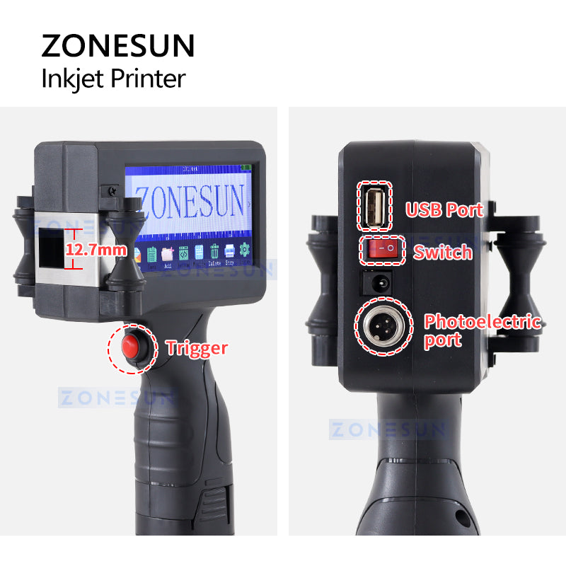 ZONESUN ZS-HIP127 Impressora a jato de tinta portátil máquina de codificação