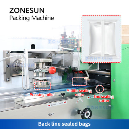 ZONESUN ZS-ZB350X Máquina de embalagem de fluxo horizontal