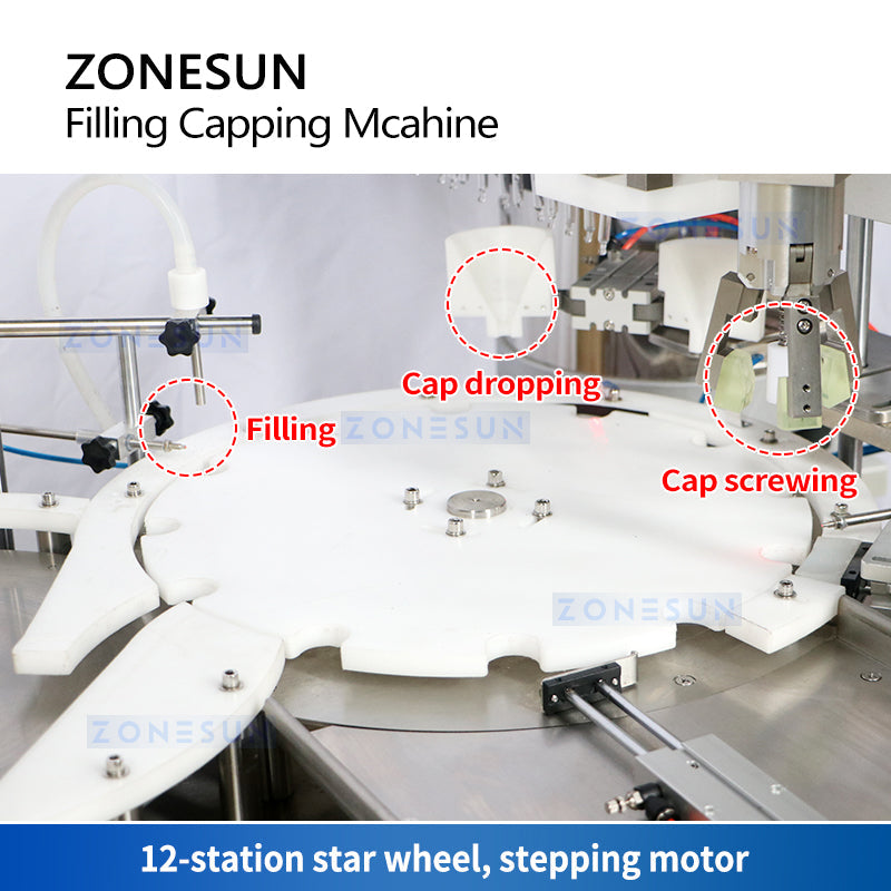 Máquina tapadora de llenado de líquidos con bomba magnética ZONESUN ZS-AFC7A con alimentador de tapas 