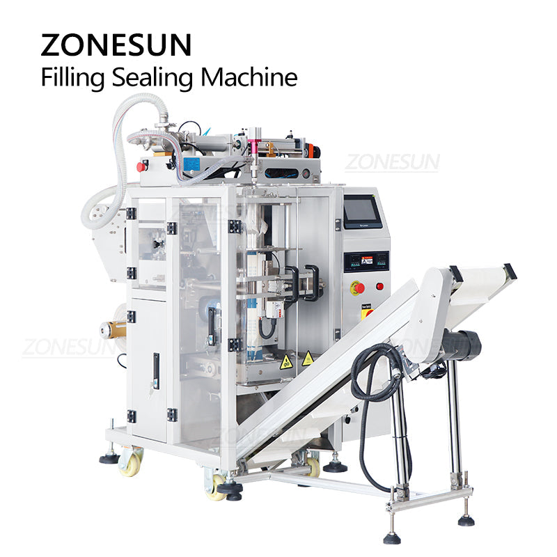 Máquina automática de llenado y sellado de bolsas de líquidos ZONESUN ZS-GFYT320 con codificador de fecha 