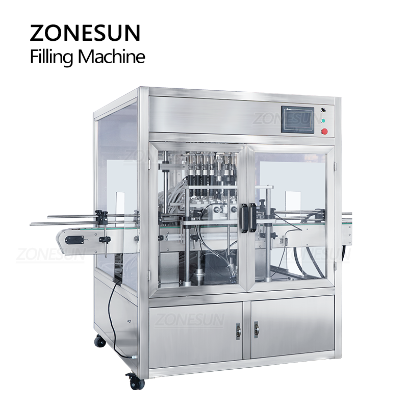 ZONESUN ZS-YTZL8A Máquina automática de llenado de líquidos al vacío de 8 boquillas con cubierta antipolvo