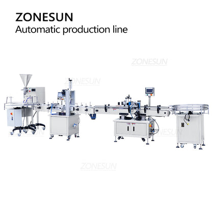 Máquina de rotulagem de garrafas redondas com rosca de enchimento de pasta totalmente automática ZONESUN com linha de produção Unscrabler 