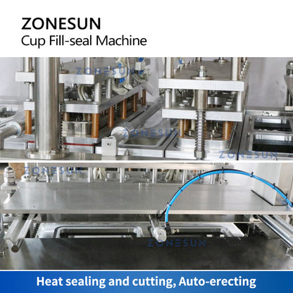 ZONESUN ZS-AFS01 Automático 2 boquillas Bomba de pistón Líquido Calefacción Llenado Taza Máquina de sellado 