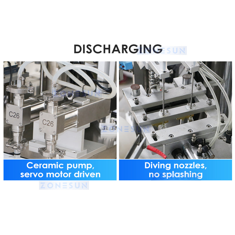 ZONESUN ZS-AFC17 Máquina automática de llenado y tapado de bomba de cerámica líquida con 2 boquillas